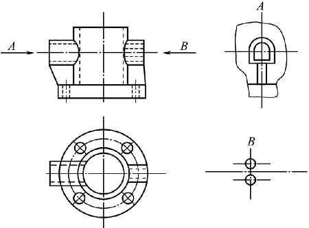 圖1-23鈑金加工件局部視圖 圖1-23鈑金加工件局部視圖