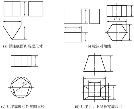 圖1-7平面體鈑金加工件的尺寸標注 圖1-7平面體鈑金加工件的尺寸標注